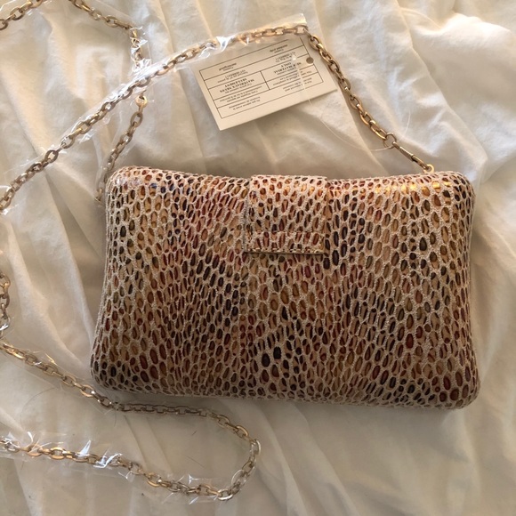 Reptile clutch w chain hand bag - Picture 2 of 5